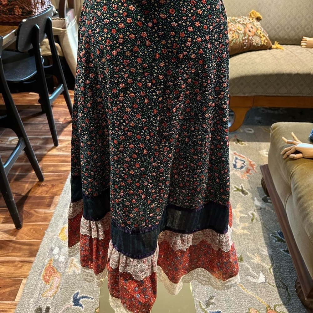 Vintage 1970s gunne sax calico prairie floral patchwork midi maxi skirt - Picture 3 of 5